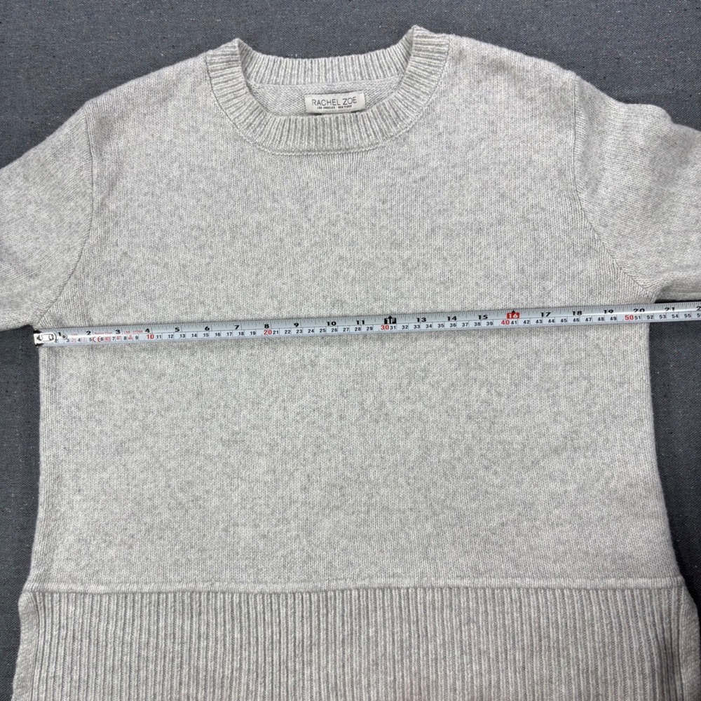 Rachel Zoe Sweater Womens Medium Gray Crewneck Ribbed‎ Knit Long Sleeve - Picture 5 of 7